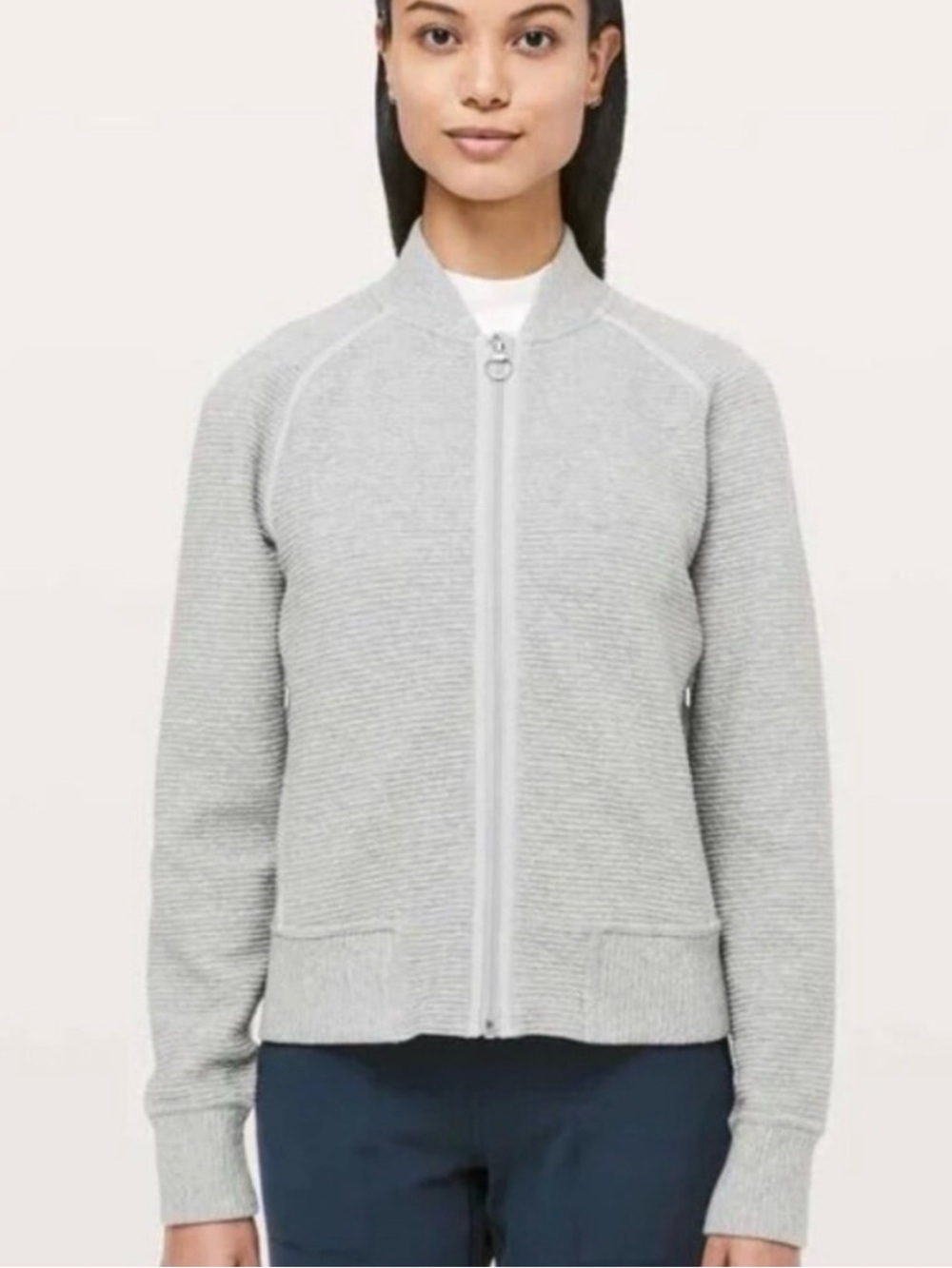 Lululemon On Repeat Grey Bomber Heathered Core Light Grey, Like New
